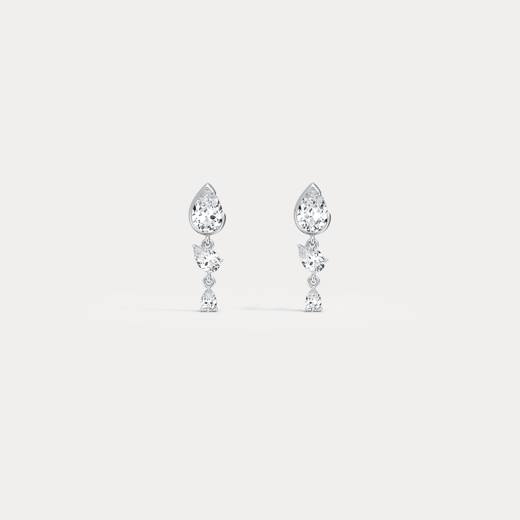 Triple Pear Lab - Grown Diamond Drop Earrings in 14K Solid Gold/Platinum - Earrings