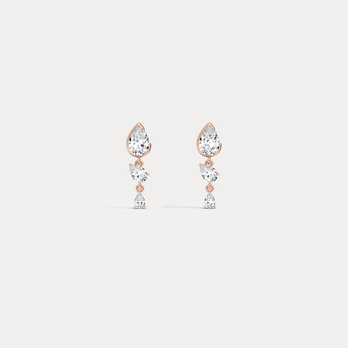 Triple Pear Lab - Grown Diamond Drop Earrings in 14K Solid Gold/Platinum - Earrings