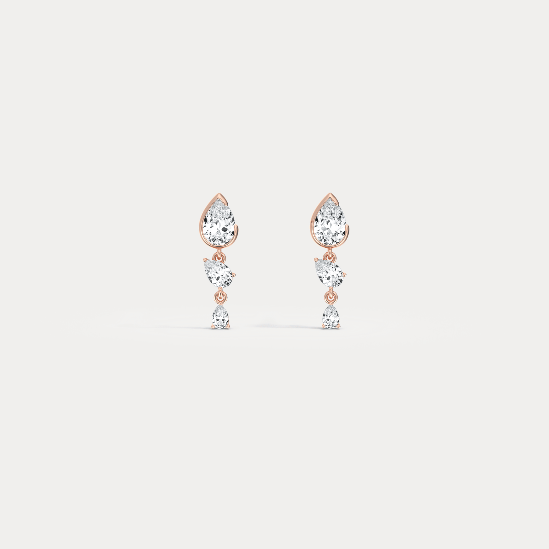 Triple Pear Lab - Grown Diamond Drop Earrings in 14K Solid Gold/Platinum - Earrings