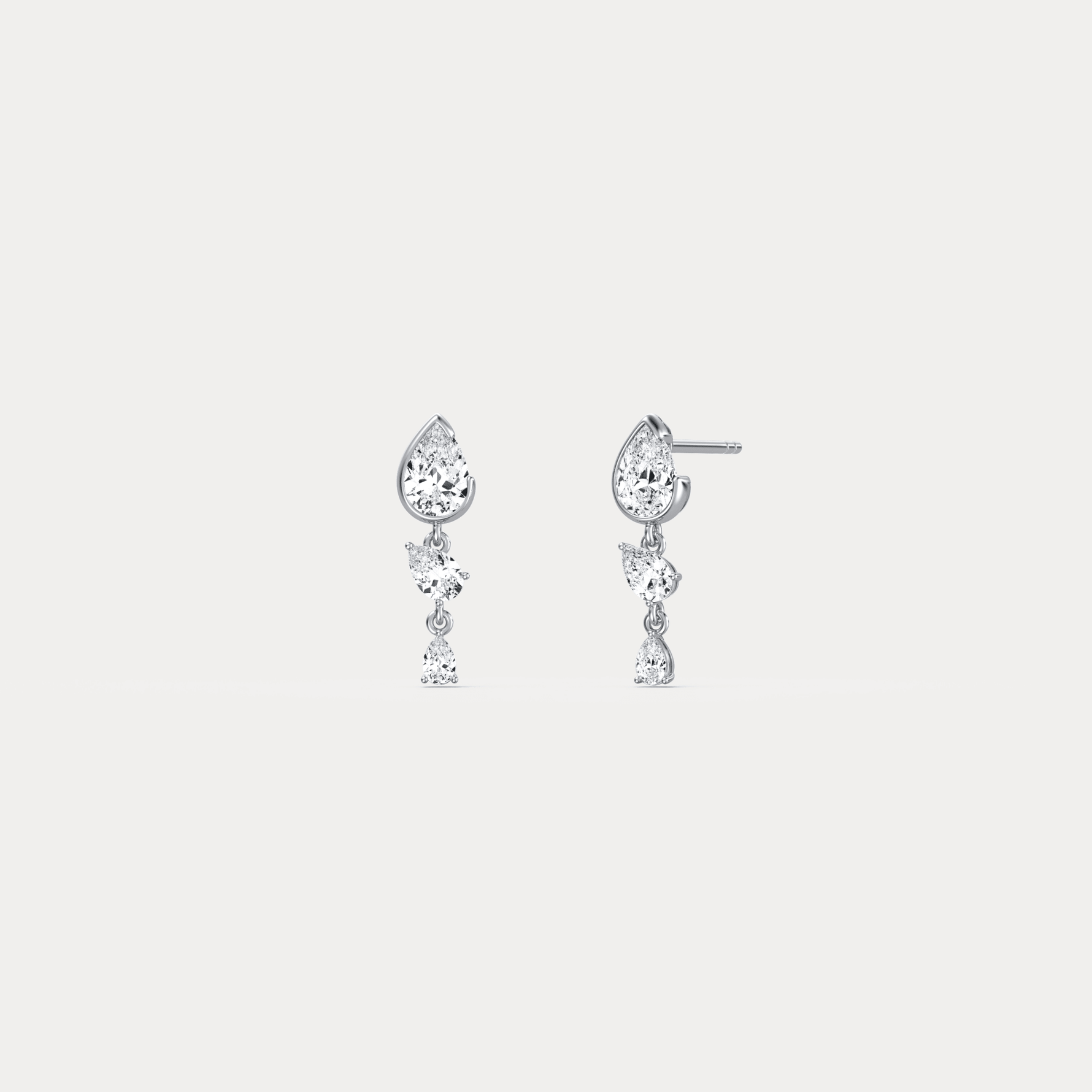 Triple Pear Lab - Grown Diamond Drop Earrings in 14K Solid Gold/Platinum - Earrings