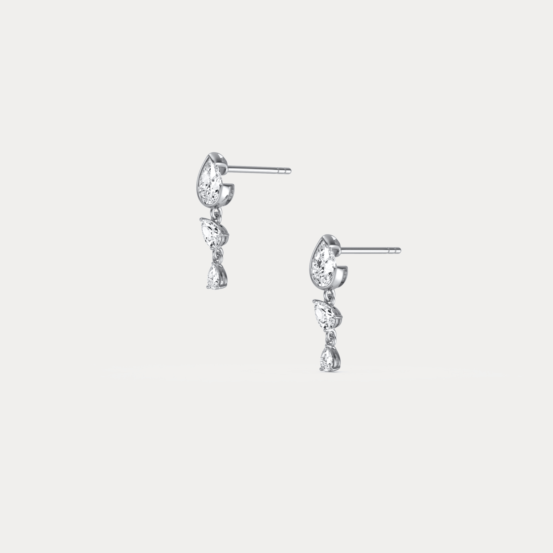 Triple Pear Lab - Grown Diamond Drop Earrings in 14K Solid Gold/Platinum - Earrings