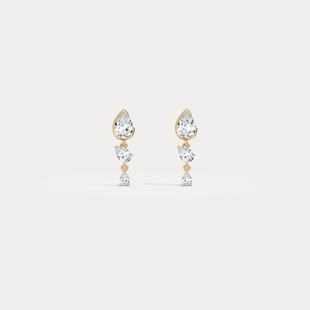 Triple Pear Lab - Grown Diamond Drop Earrings in 14K Solid Gold/Platinum - Earrings