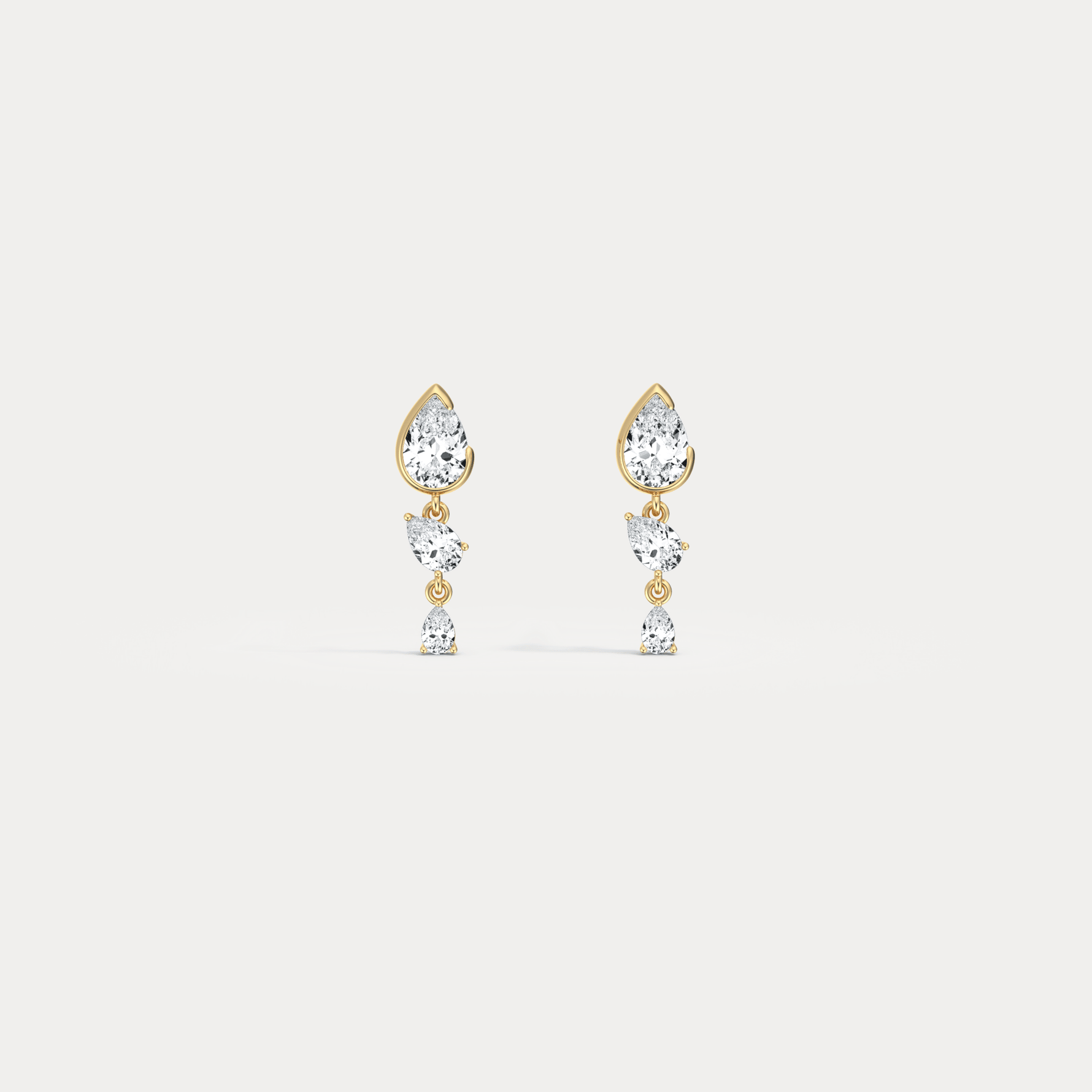 Triple Pear Lab - Grown Diamond Drop Earrings in 14K Solid Gold/Platinum - Earrings