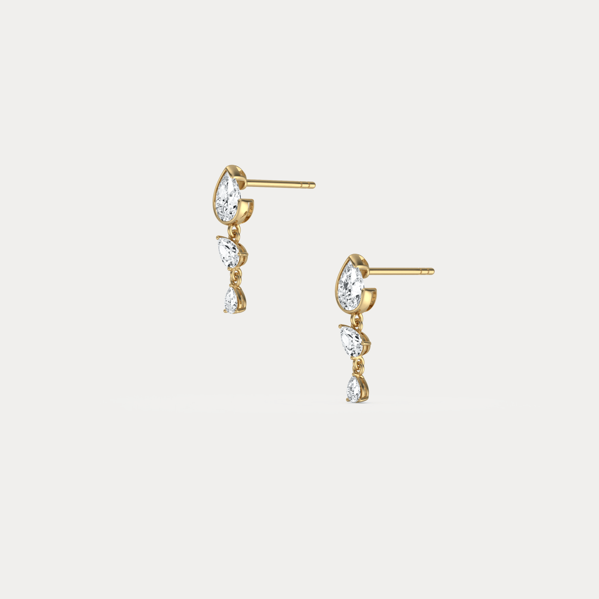 Triple Pear Lab - Grown Diamond Drop Earrings in 14K Solid Gold/Platinum - Earrings