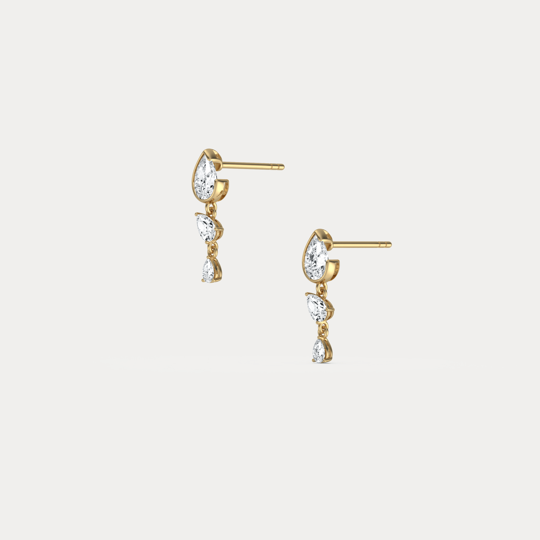Triple Pear Lab - Grown Diamond Drop Earrings in 14K Solid Gold/Platinum - Earrings