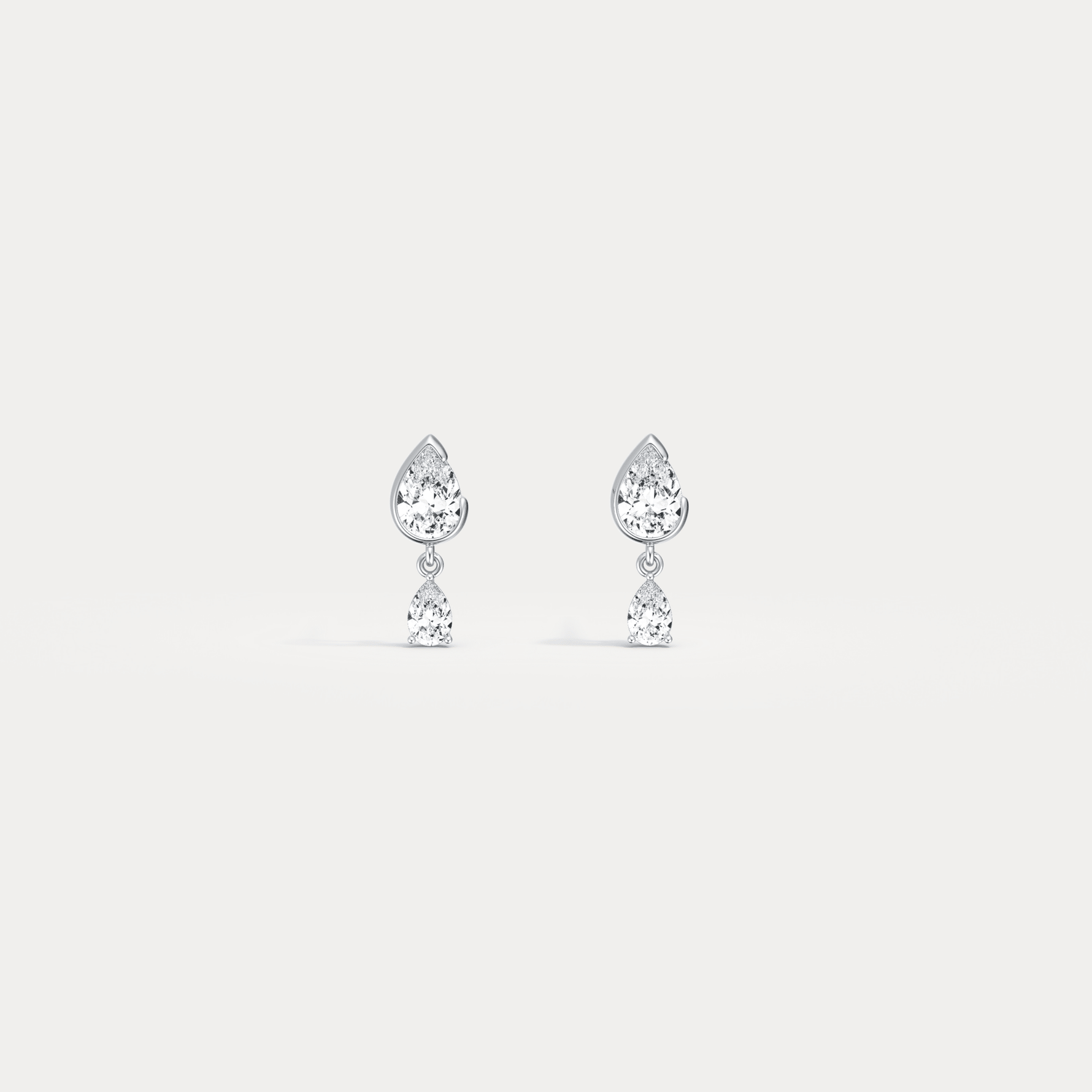 Double Pear Lab - Grown Diamond Drop Earrings in 14K Solid Gold/Platinum - Earrings