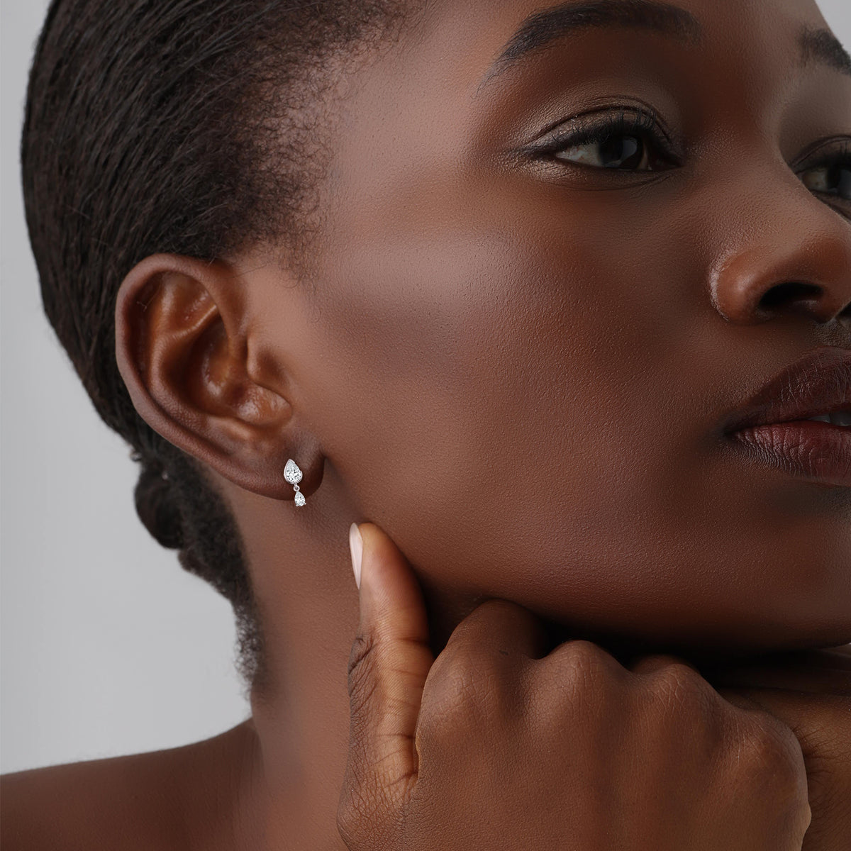 Double Pear Lab - Grown Diamond Drop Earrings in 14K Solid Gold/Platinum - Earrings