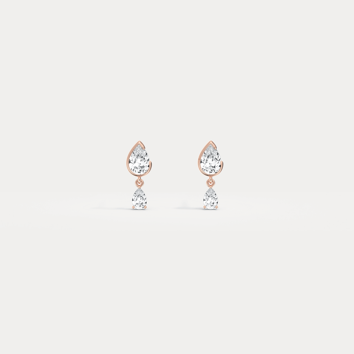 Double Pear Lab - Grown Diamond Drop Earrings in 14K Solid Gold/Platinum - Earrings
