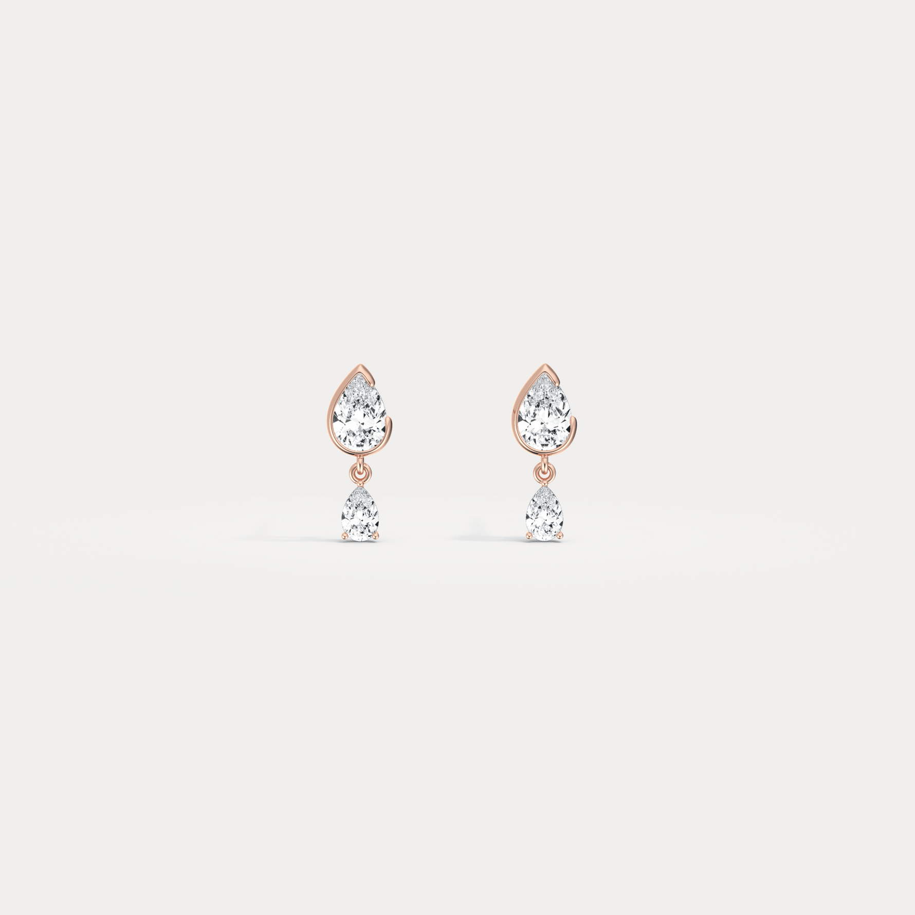 Double Pear Lab - Grown Diamond Drop Earrings in 14K Solid Gold/Platinum - Earrings