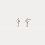 Double Pear Lab - Grown Diamond Drop Earrings in 14K Solid Gold/Platinum - Earrings
