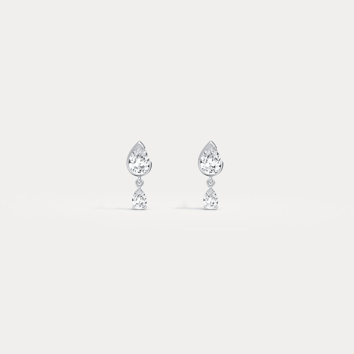 Double Pear Lab - Grown Diamond Drop Earrings in 14K Solid Gold/Platinum - Earrings