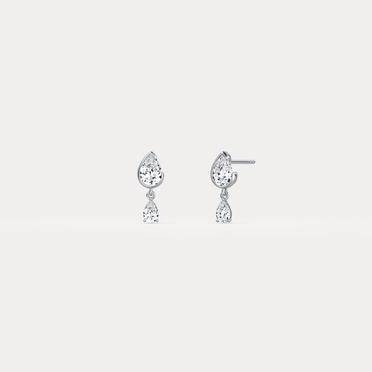 Double Pear Lab - Grown Diamond Drop Earrings in 14K Solid Gold/Platinum - Earrings