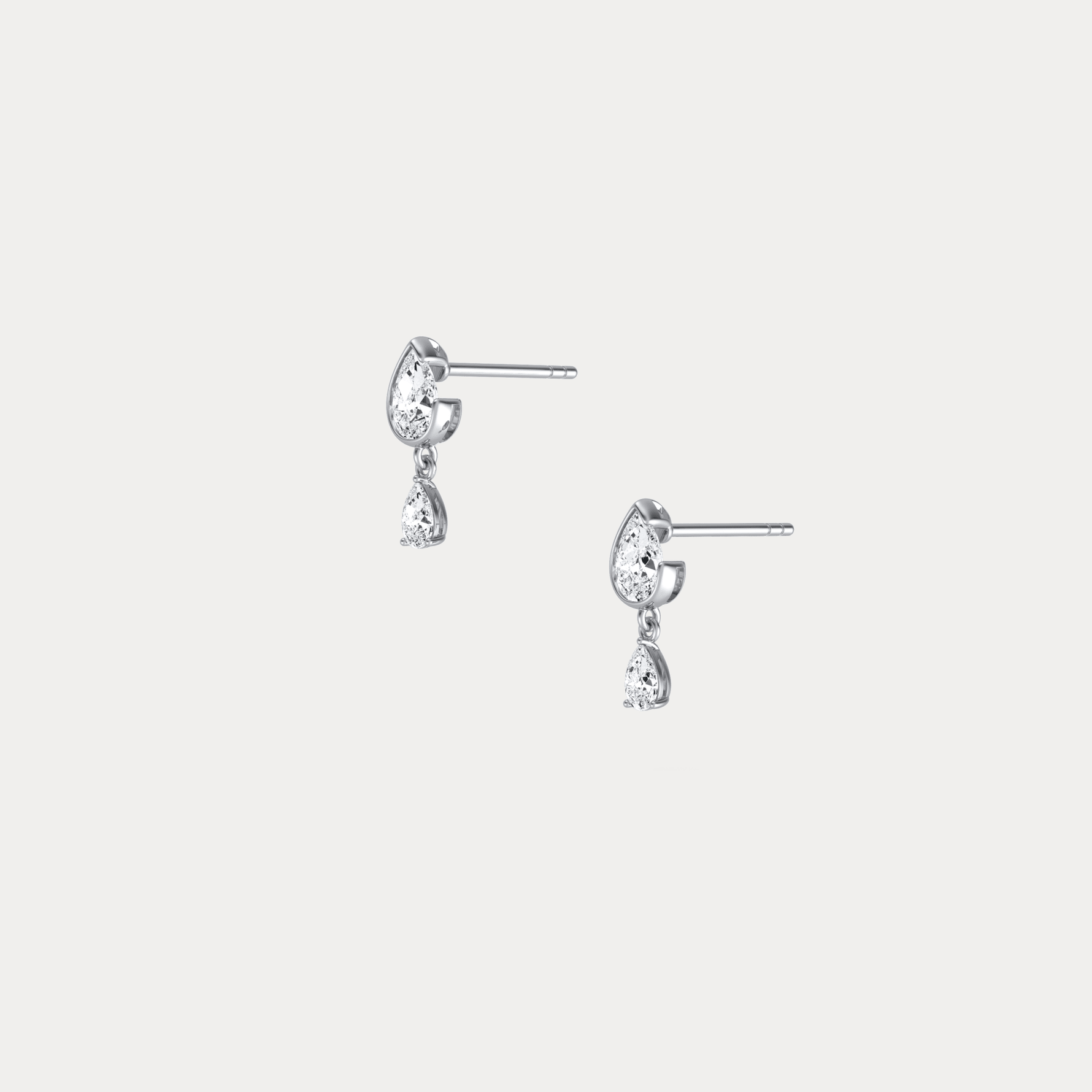 Double Pear Lab - Grown Diamond Drop Earrings in 14K Solid Gold/Platinum - Earrings