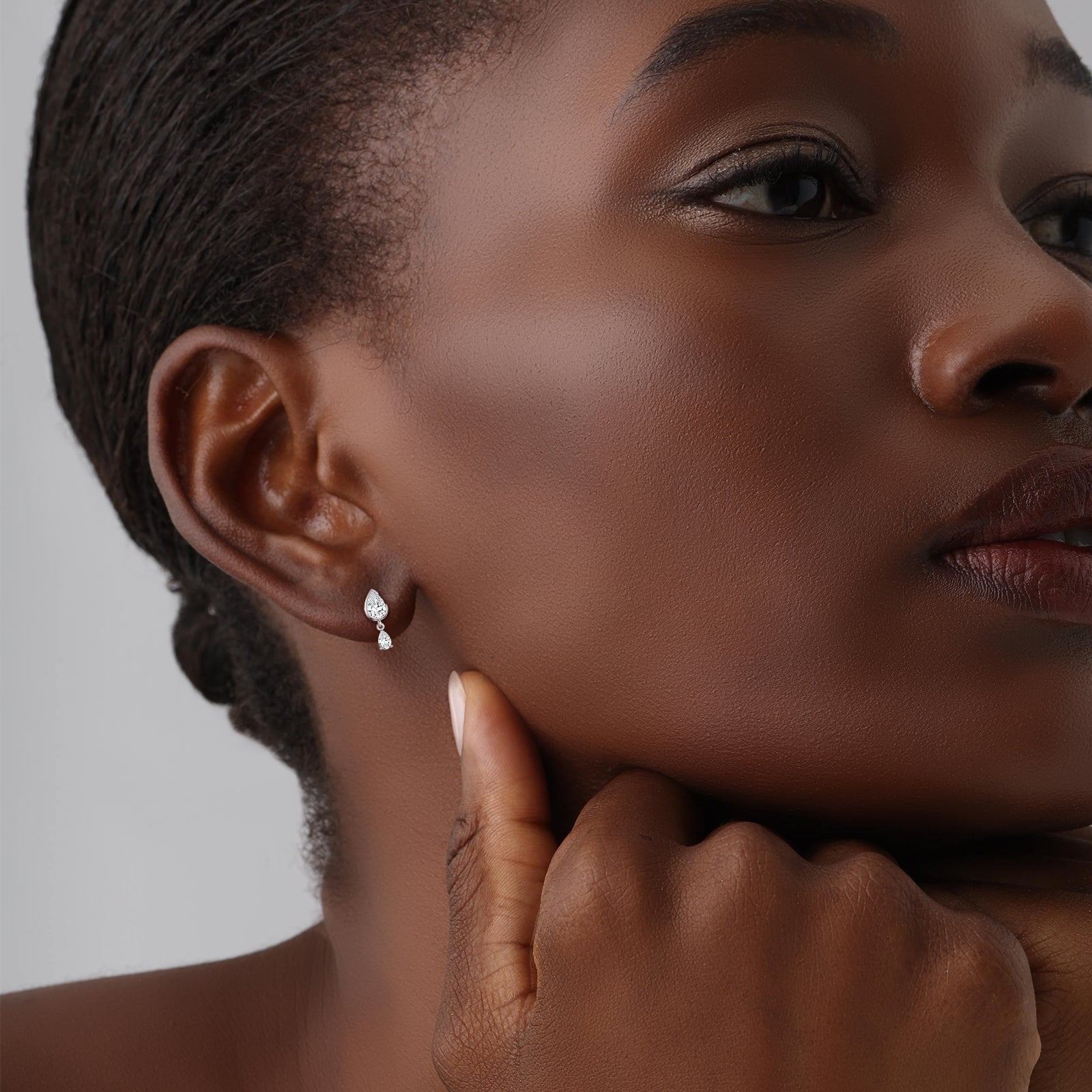 Double Pear Lab - Grown Diamond Drop Earrings in 14K Solid Gold/Platinum - Earrings