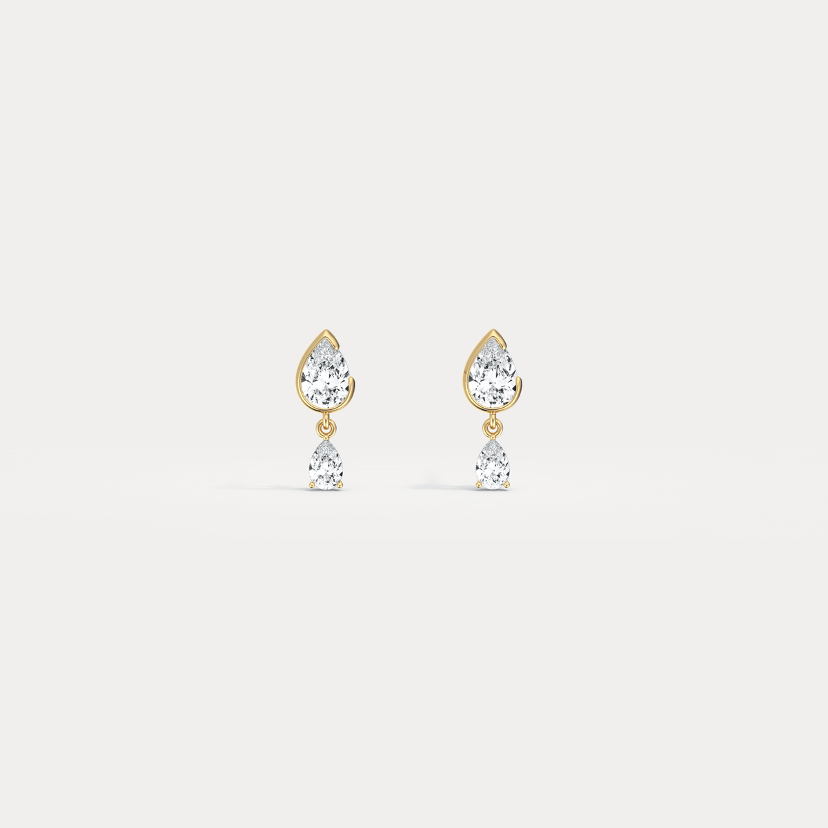 Double Pear Lab - Grown Diamond Drop Earrings in 14K Solid Gold/Platinum - Earrings