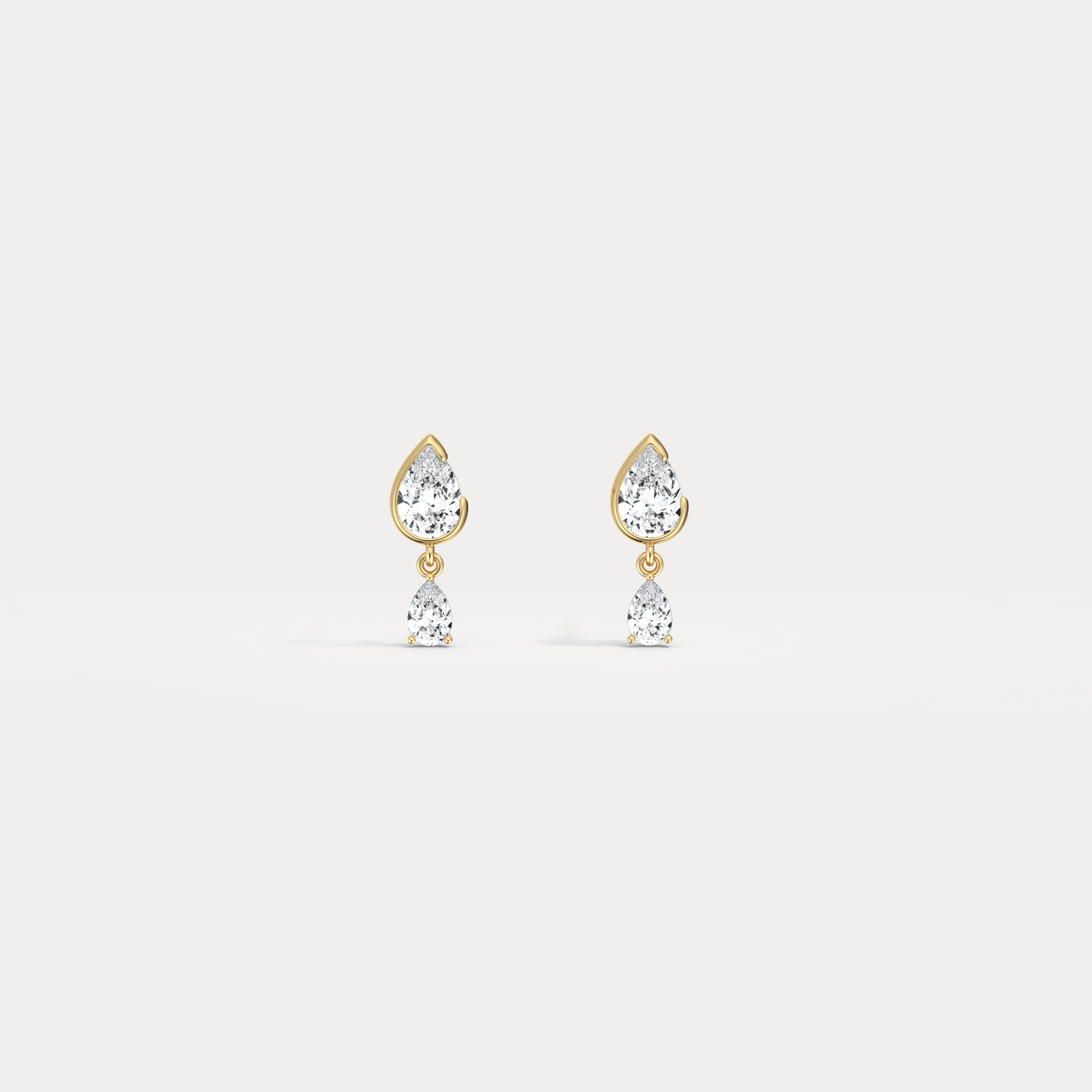 Double Pear Lab - Grown Diamond Drop Earrings in 14K Solid Gold/Platinum - Earrings
