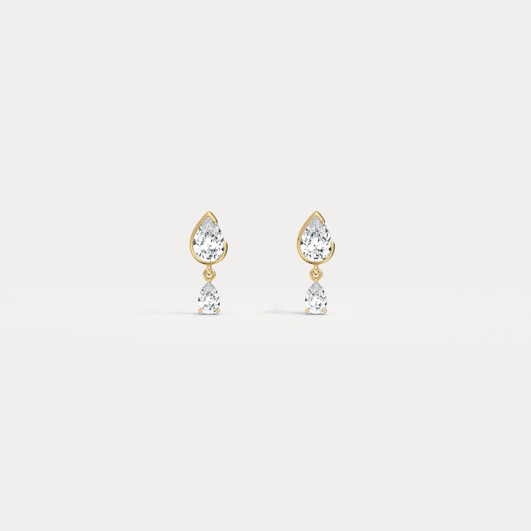 Double Pear Lab - Grown Diamond Drop Earrings in 14K Solid Gold/Platinum - Earrings