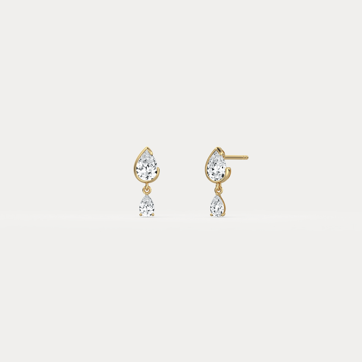 Double Pear Lab - Grown Diamond Drop Earrings in 14K Solid Gold/Platinum - Earrings