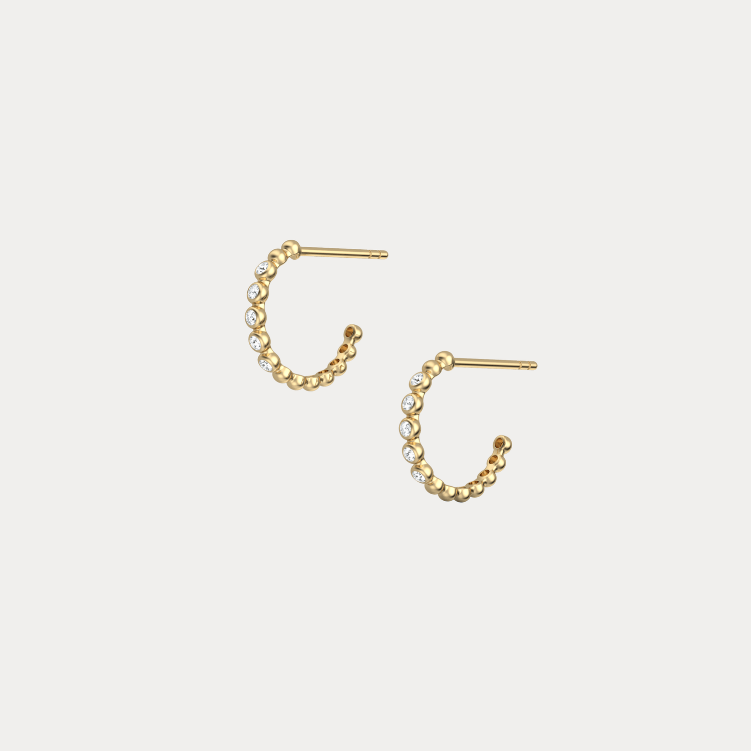 Bubble Bead Lab-Grown Diamond Huggie Hoop Earrings - Earrings