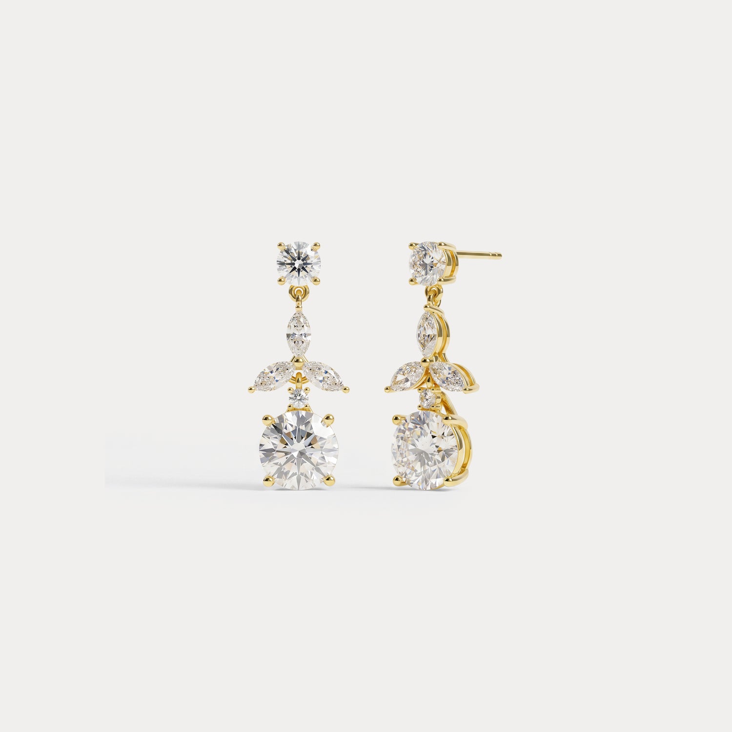 5.45 CTW Round Lab-Grown Diamond Floral Drop Earrings - Earrings