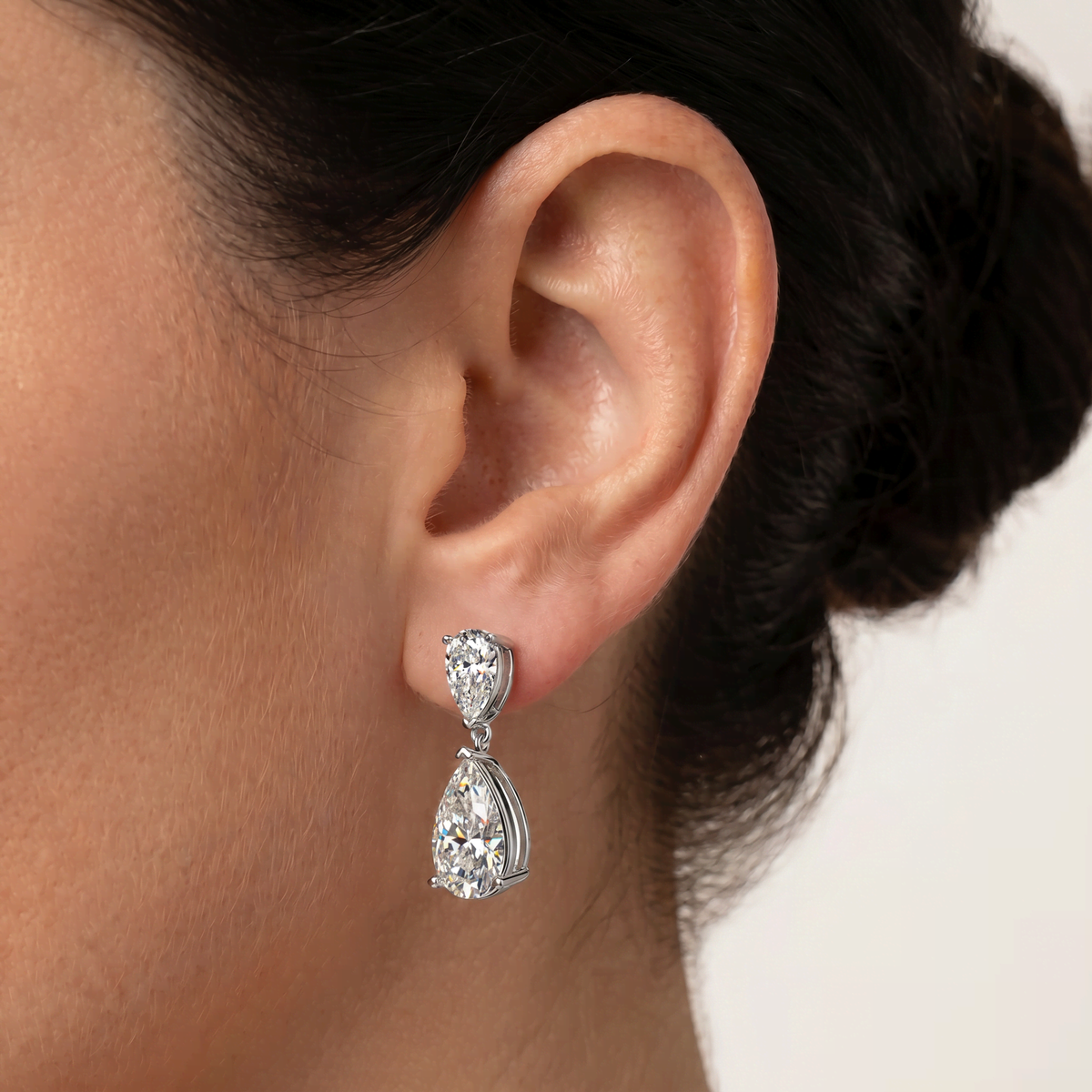 7 CTW Mirror Pear Lab-Grown Diamond Drop Earrings - Earrings