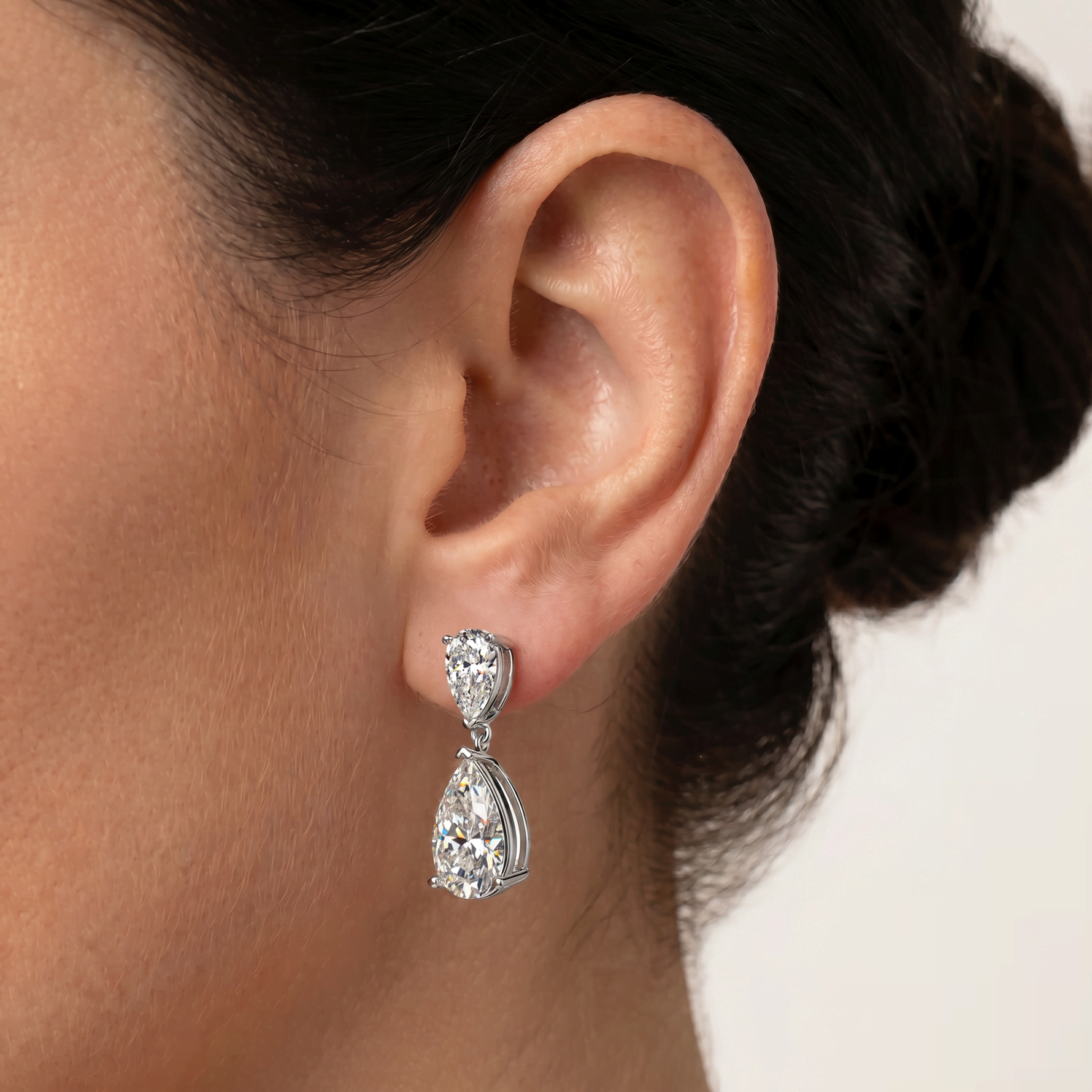 7 CTW Mirror Pear Lab-Grown Diamond Drop Earrings - Earrings