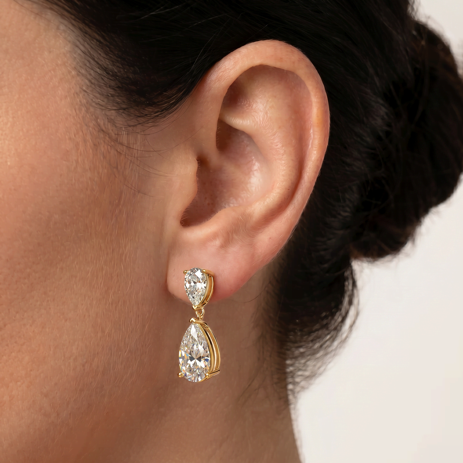 7 CTW Mirror Pear Lab-Grown Diamond Drop Earrings - Earrings