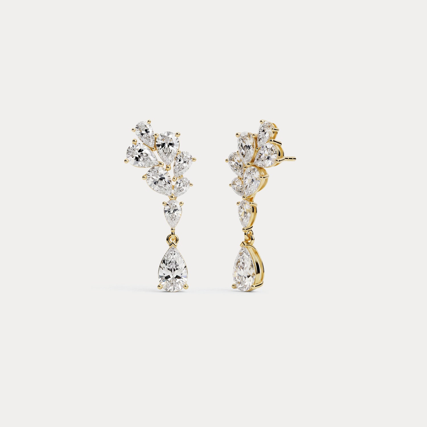 5.44 CTW Leaf Cluster Lab-Grown Diamond Drop Earrings - Earrings