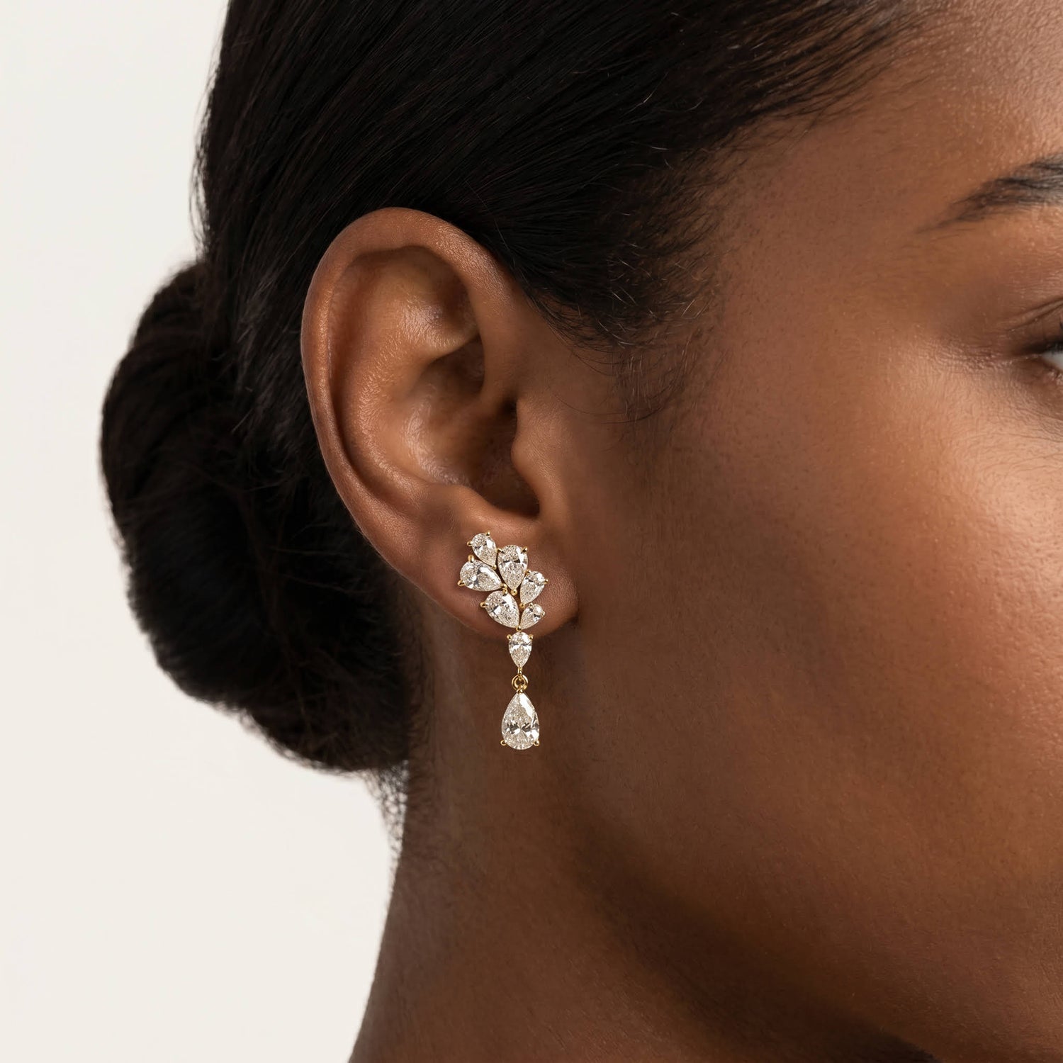 5.44 CTW Leaf Cluster Lab-Grown Diamond Drop Earrings - Earrings