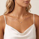 Lab Grown Diamond Clover Station Necklace In 14K Solid Gold/Platinum - Necklaces