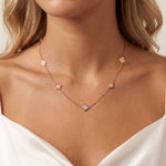 Lab Grown Diamond Clover Station Necklace In 14K Solid Gold/Platinum - Necklaces