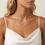 Lab Grown Diamond Clover Station Necklace In 14K Solid Gold/Platinum - Necklaces