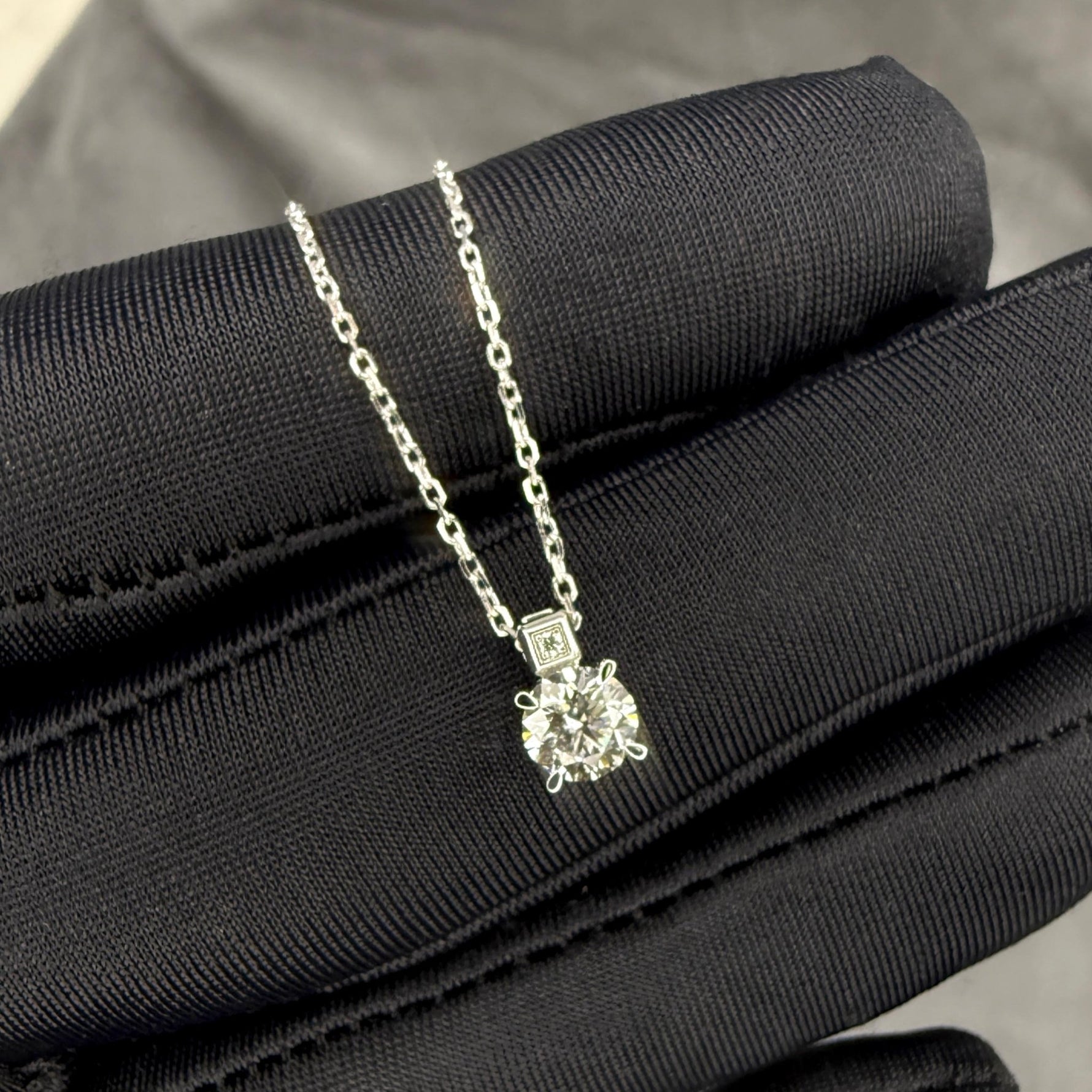 0.5CT Round Lab Grown Diamond Necklace in 14K Gold/Platinum - Necklaces