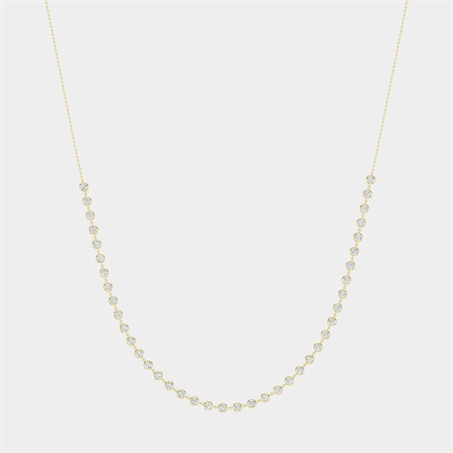 4.40CTW Multi-Stone Lab-Grown Diamond Bezel Station Necklace in 14K Gold/Platinum