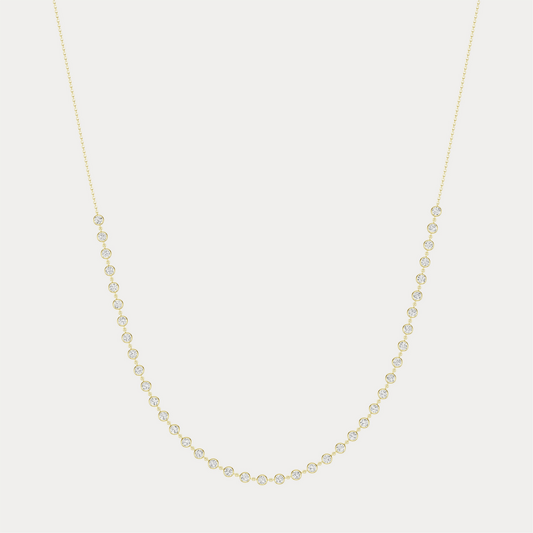 4.40CTW Multi-Stone Lab-Grown Diamond Bezel Station Necklace in 14K Gold/Platinum - Necklaces