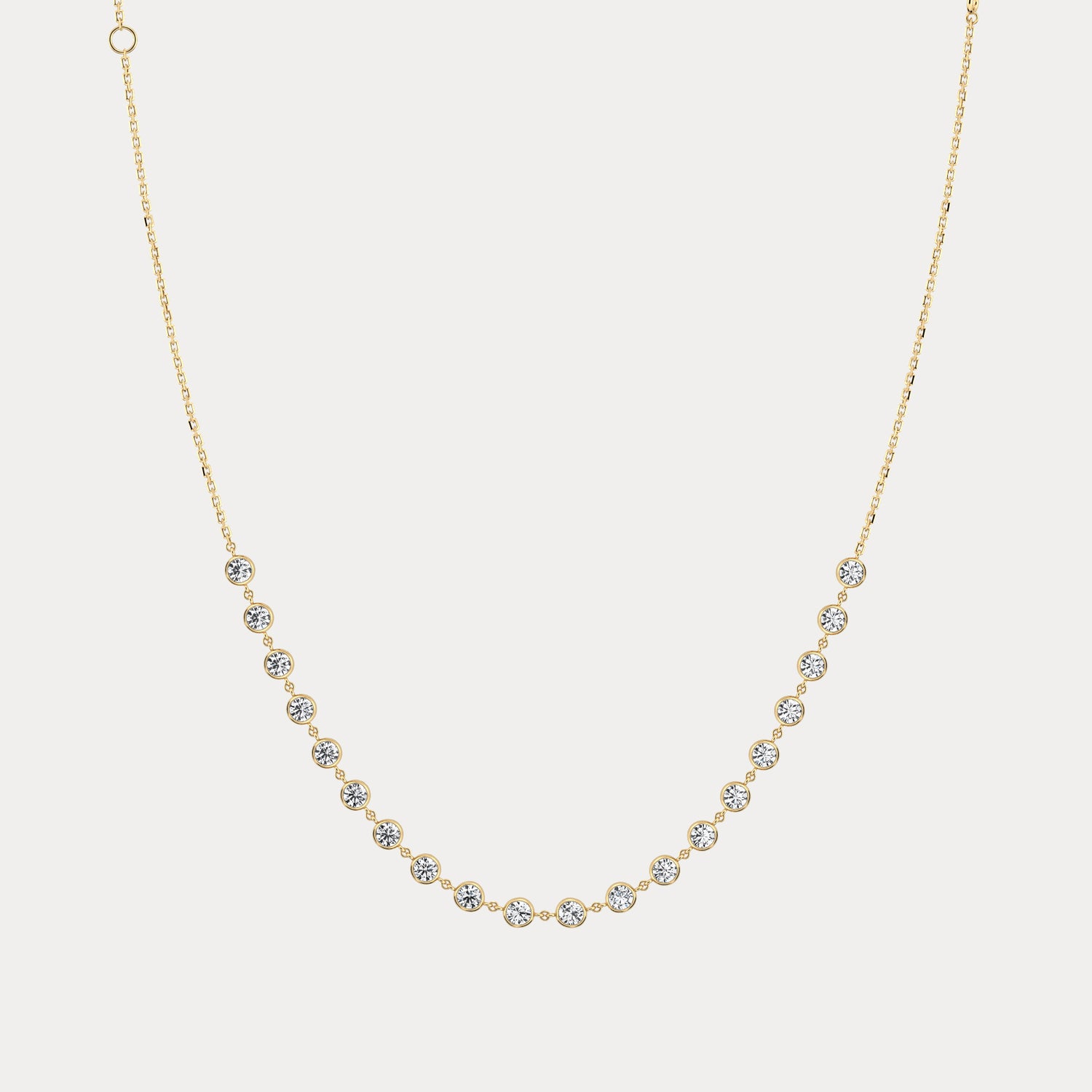 2.20CTW Bezel Multi-Stone Lab-Grown Diamond Smile Necklace 14K Gold/Platinum
