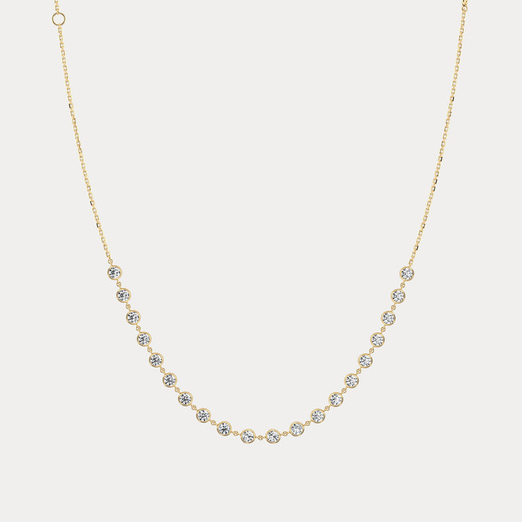 2.20CTW Bezel Multi-Stone Lab-Grown Diamond Smile Necklace 14K Gold/Platinum - Necklaces