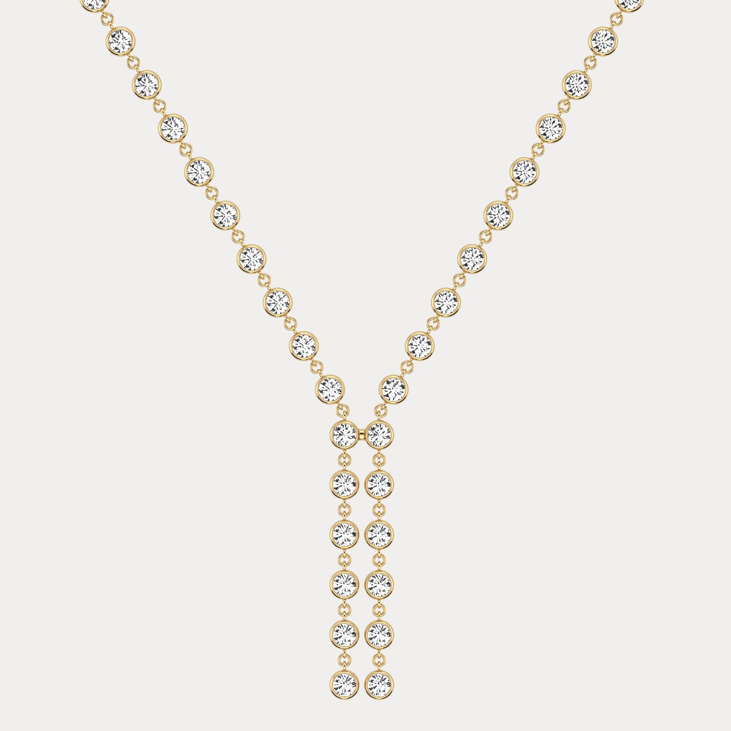 4.40CTW Bezel Lab-Grown Diamond Multi-Stone Y-Necklace in 14K Gold/Platinum