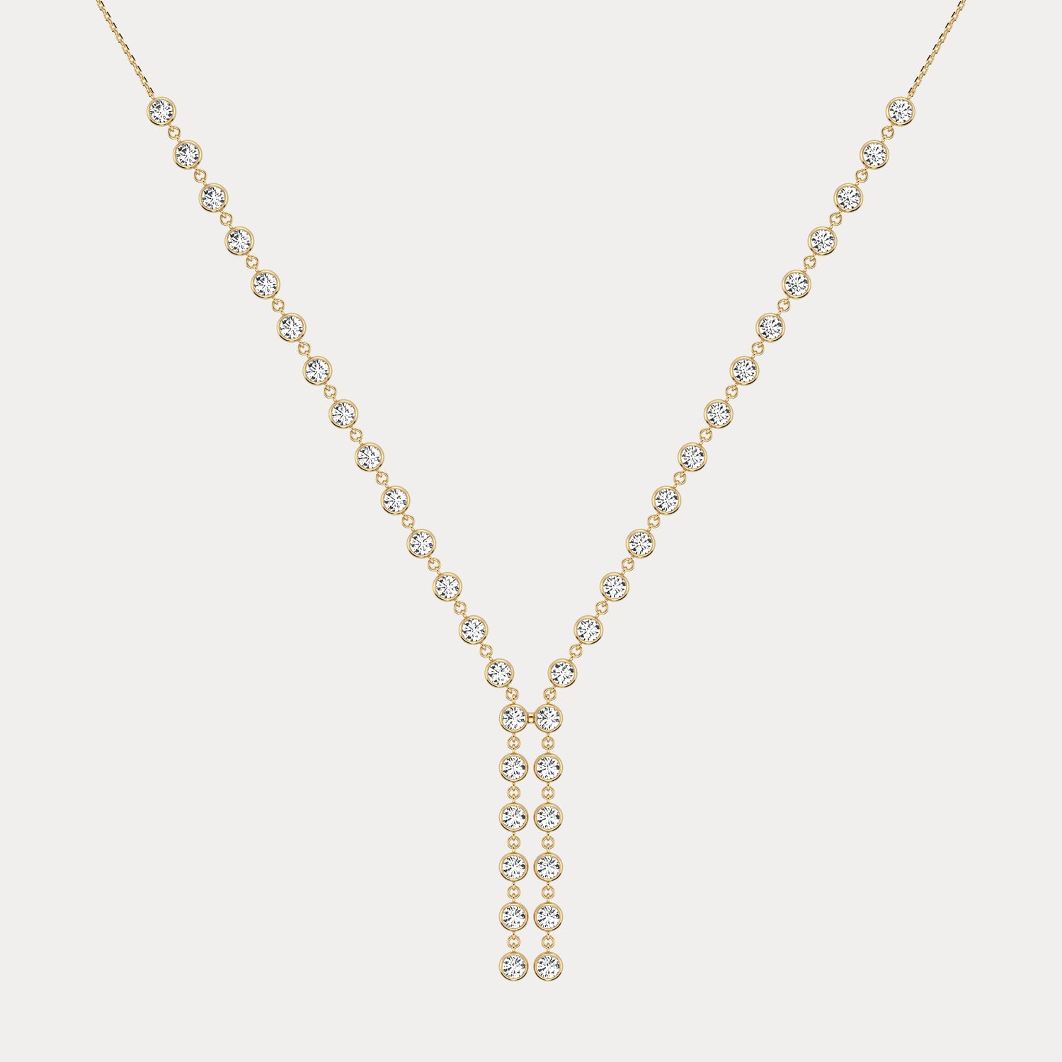 4.40CTW Bezel Lab-Grown Diamond Multi-Stone Y-Necklace in 14K Gold/Platinum