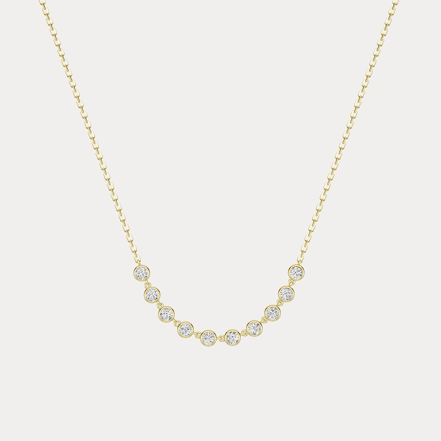 Floating Bezel Multi-Stone Lab-Grown Diamond Arc Necklace in 14K Gold/Platinum