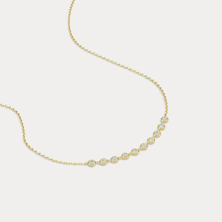 Floating Bezel Multi-Stone Lab-Grown Diamond Arc Necklace in 14K Gold/Platinum - Necklaces