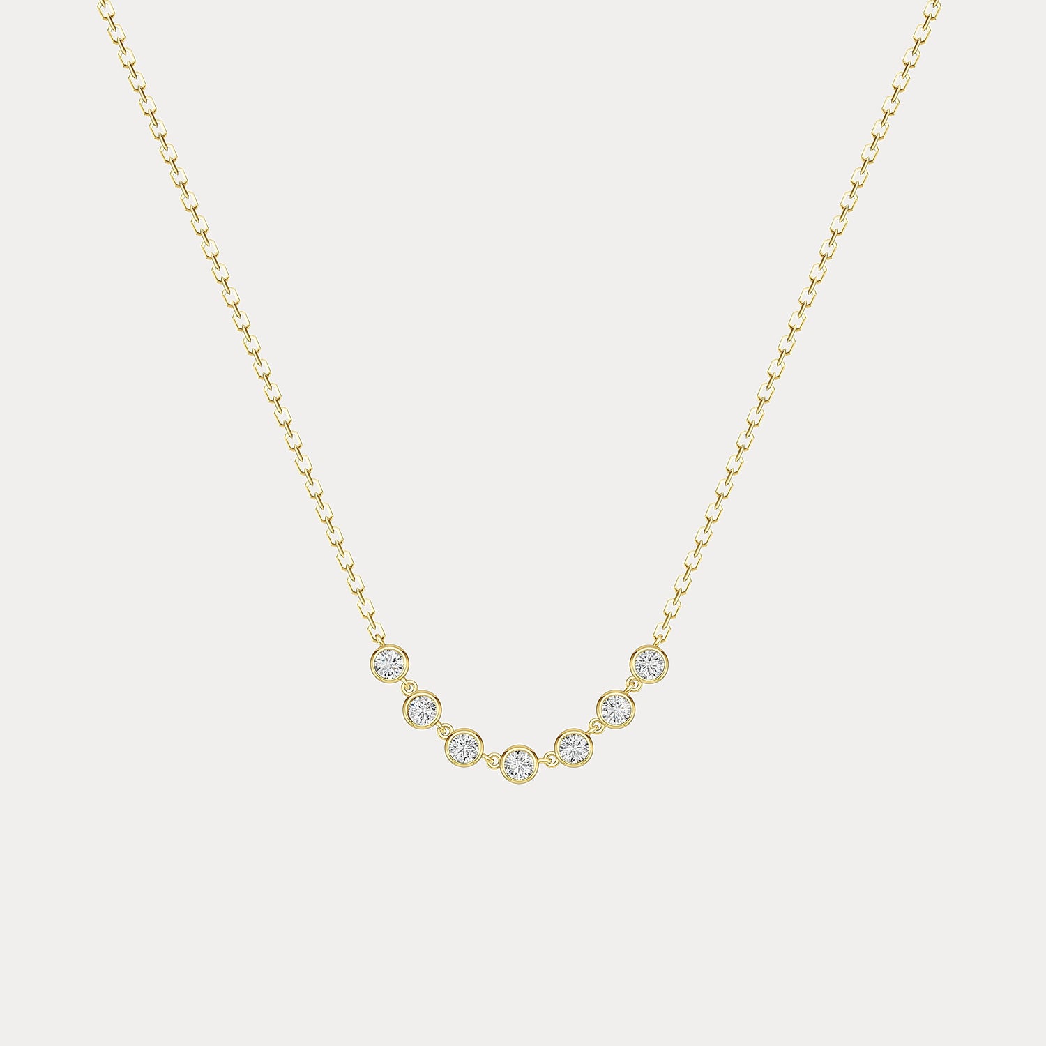 Graduated Bezel Lab-Grown Diamond Chain Necklace in 14K Gold/Platinum