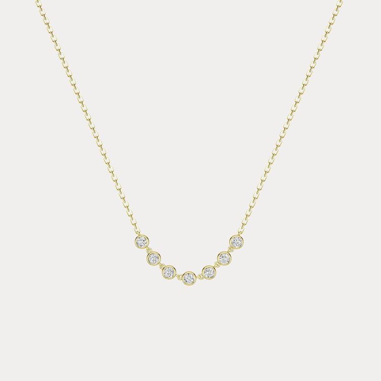 Graduated Bezel Lab-Grown Diamond Chain Necklace in 14K Gold/Platinum - Necklaces