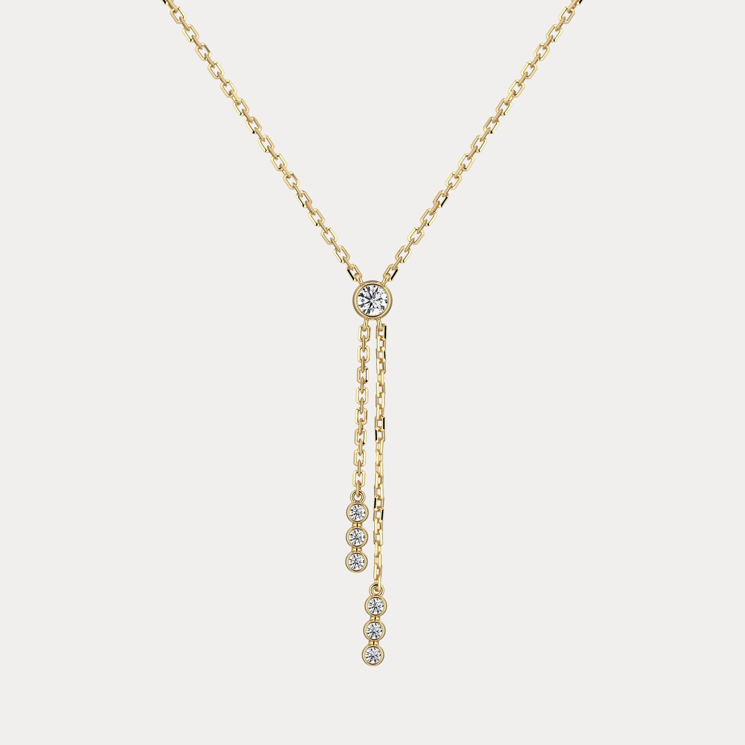 Multi-Stone Lab-Grown Diamond Double-Drop Lariat Necklace