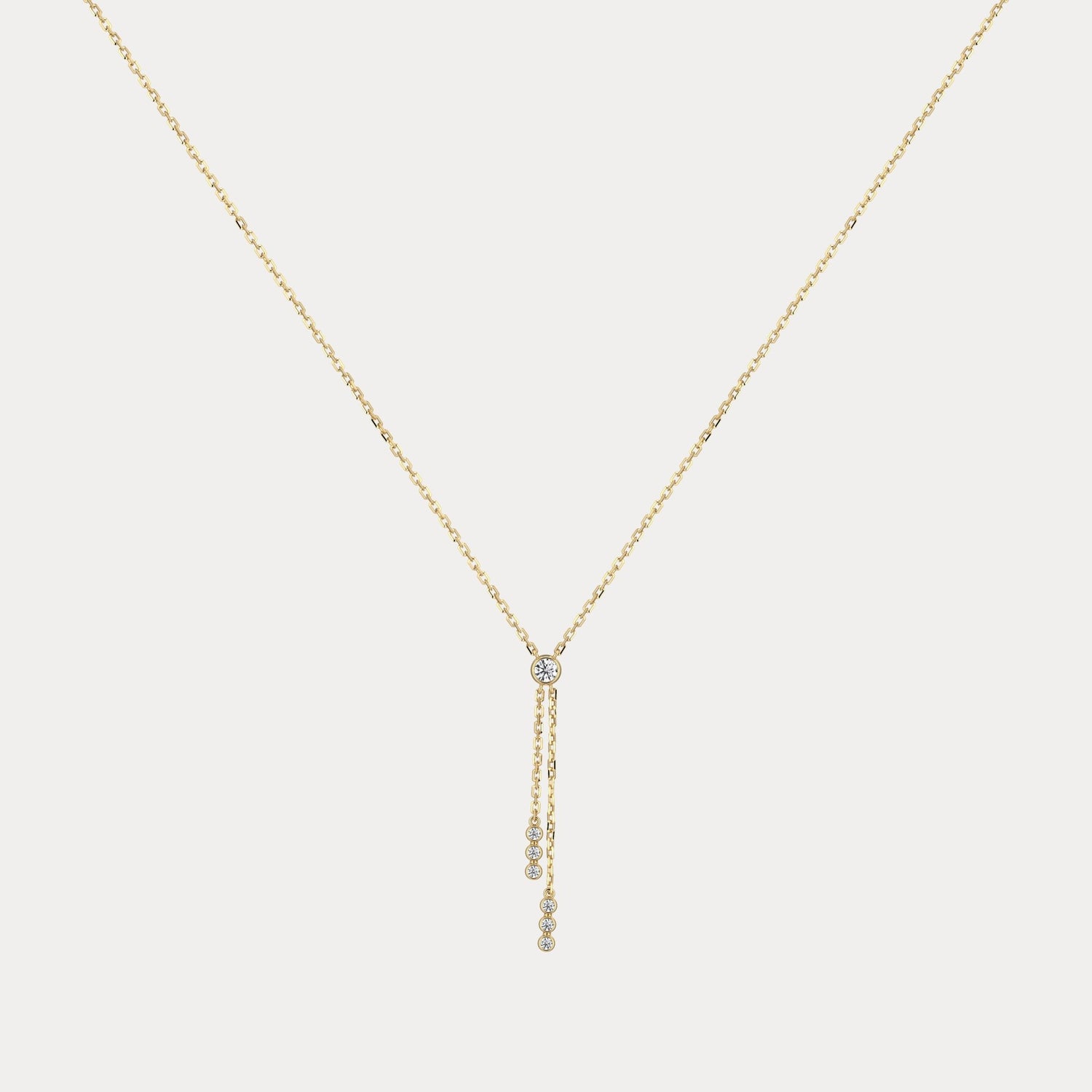 Multi-Stone Lab-Grown Diamond Double-Drop Lariat Necklace - Necklaces