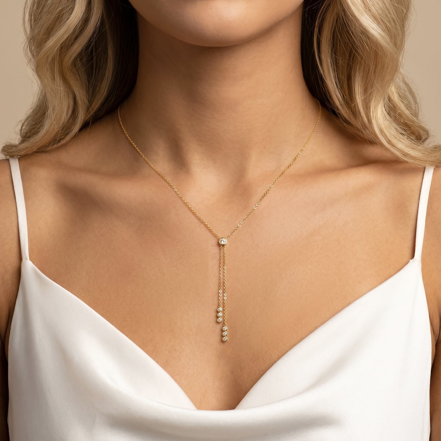 Multi-Stone Lab-Grown Diamond Double-Drop Lariat Necklace
