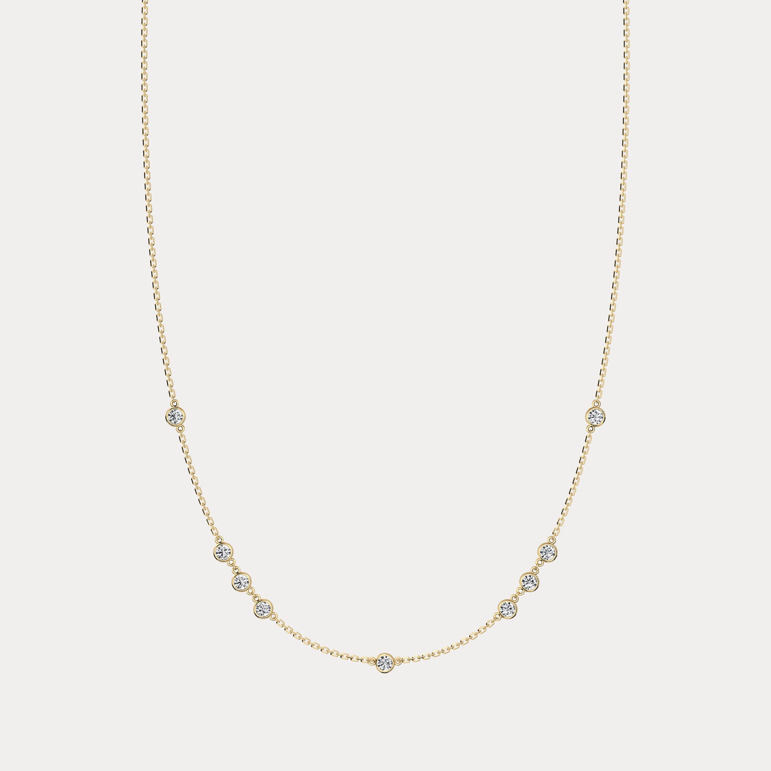Floating Bezel 9-Stone Lab-Grown Diamond Station Necklace in 14K Gold/Platinum