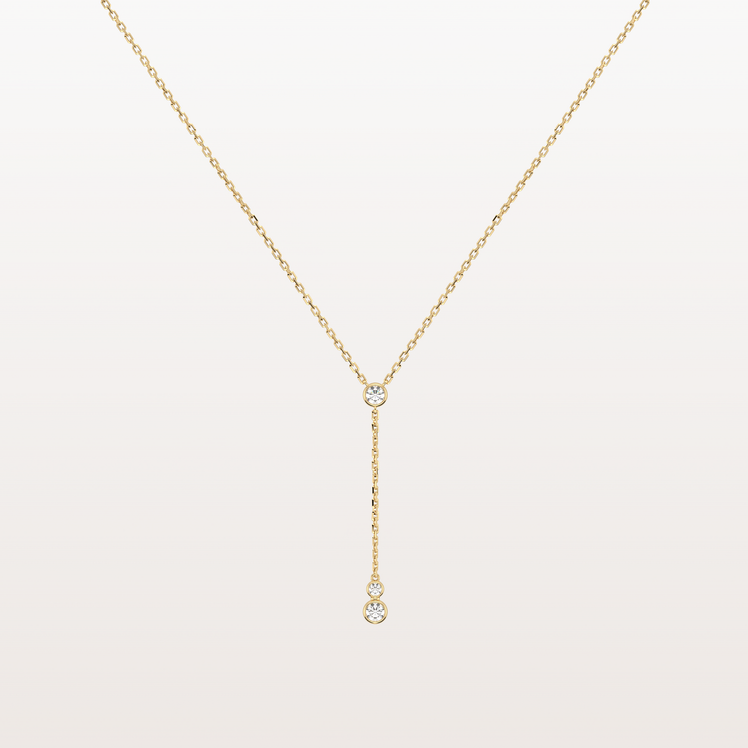 Bezel-Set Lab-Grown Diamond Lariat Y-Necklace in 14K Solid Gold/Platinum