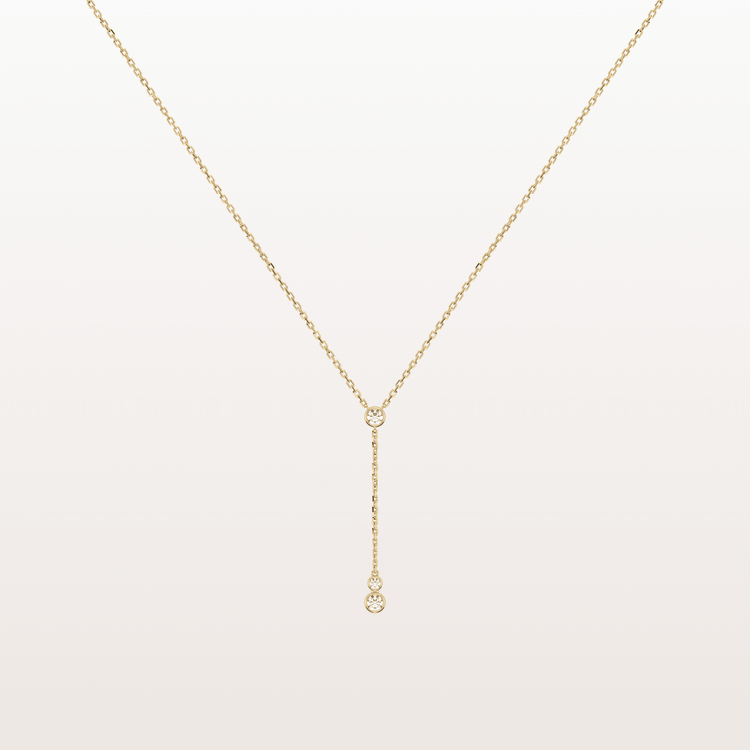 Center Stage | Bezel Diamond Lariat Necklace - Necklaces