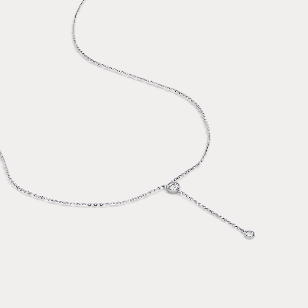 Lab - Grown Diamond Y Drop Pendant Necklace in 14K Solid Gold/Platinum - Necklaces